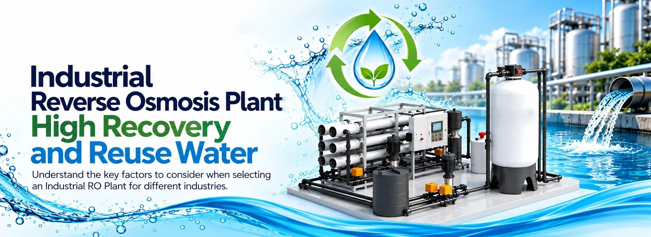 Industrial high recovery reverse osmosis plant for water reuse